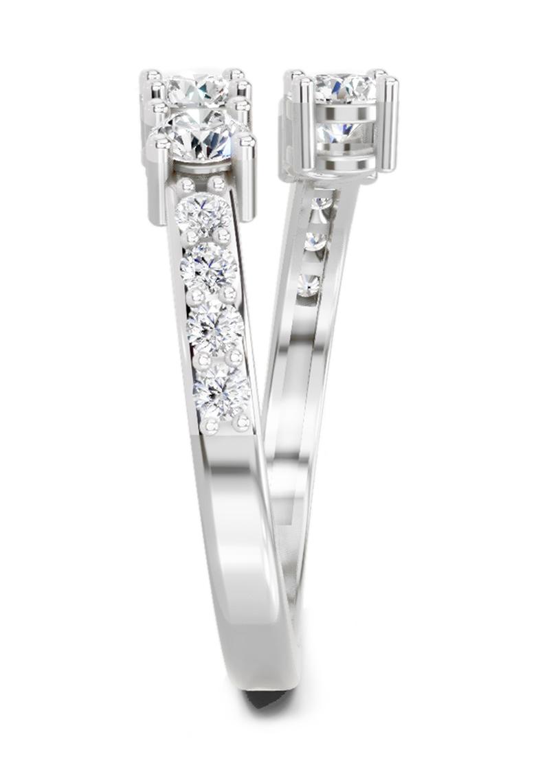 14Kt White Gold Lab Grown Diamond 0.96 Carat Open Ring for Women