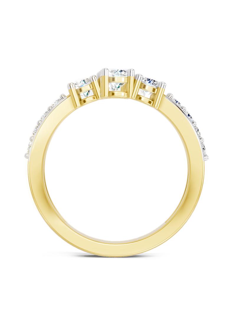 14Kt Yellow Gold Lab Grown Diamond 0.96 Carat Open Ring for Women