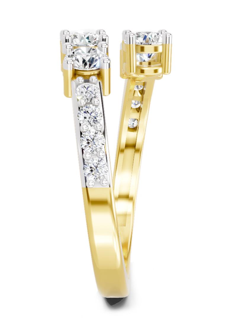 14Kt Yellow Gold Lab Grown Diamond 0.96 Carat Open Ring for Women