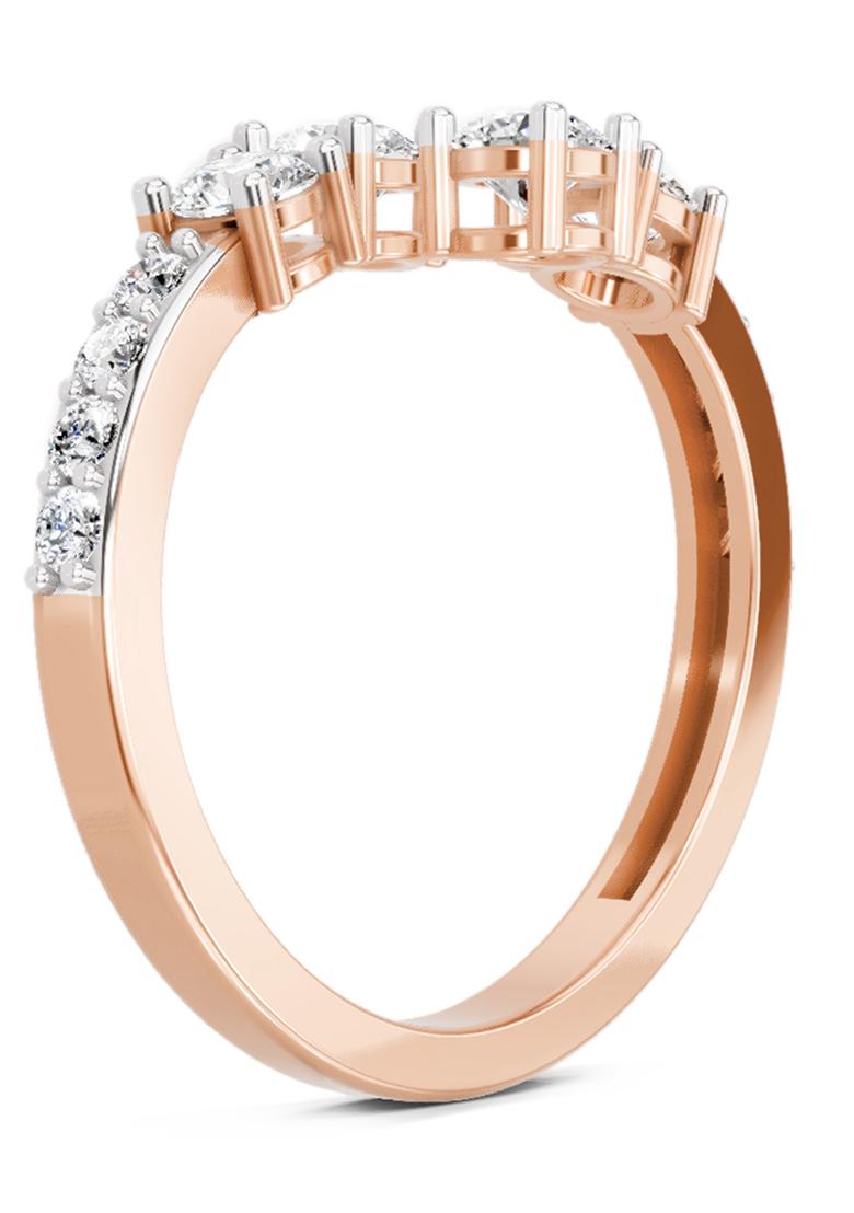 14Kt Rose Gold Lab Grown Diamond 0.96 Carat Open Ring for Women