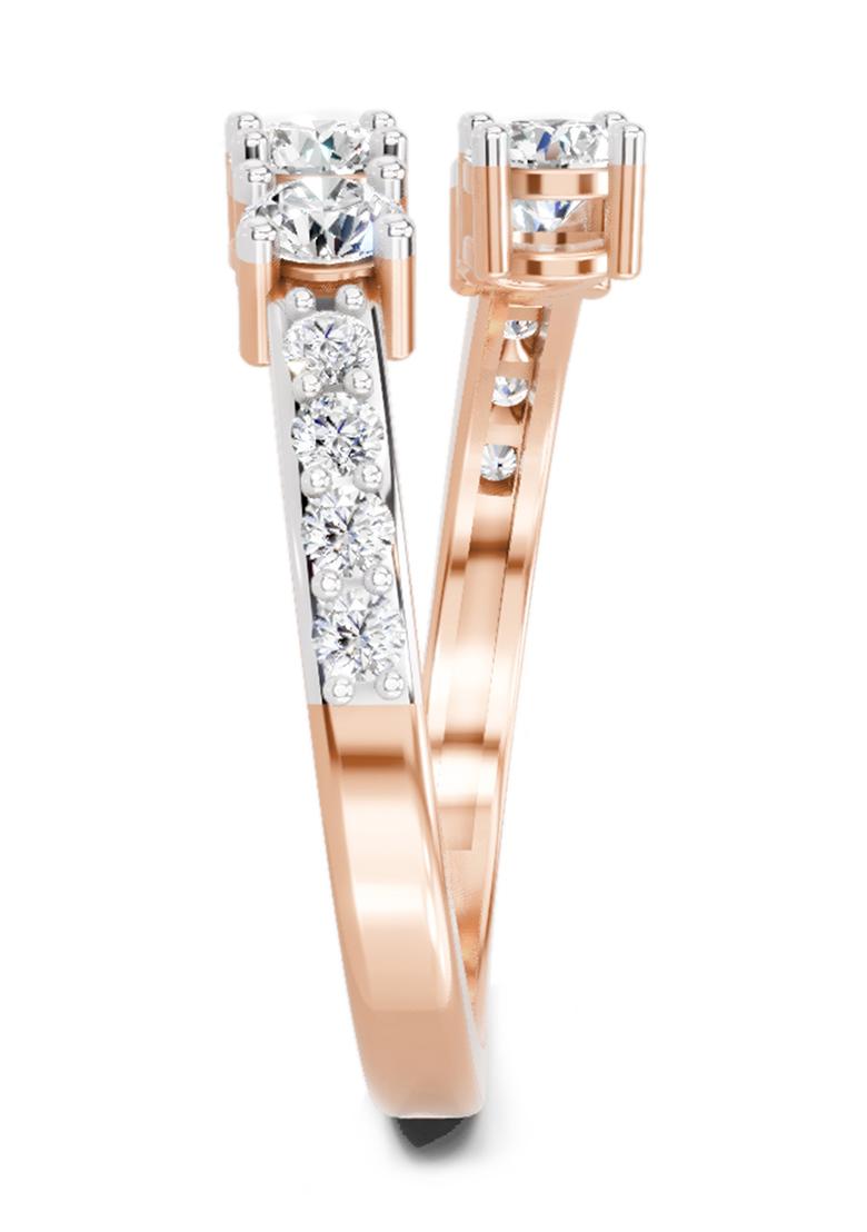 14Kt Rose Gold Lab Grown Diamond 0.96 Carat Open Ring for Women