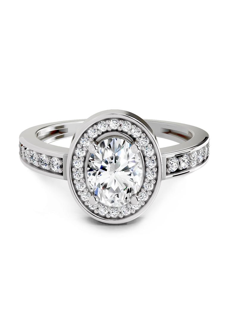 14Kt White Gold Lab Grown Diamond 1.1 Carat Oval Ring for Women