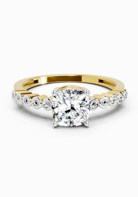 14Kt Yellow Gold Lab Grown Diamond 0.58 Carat Cushion Engagement Ring for Women