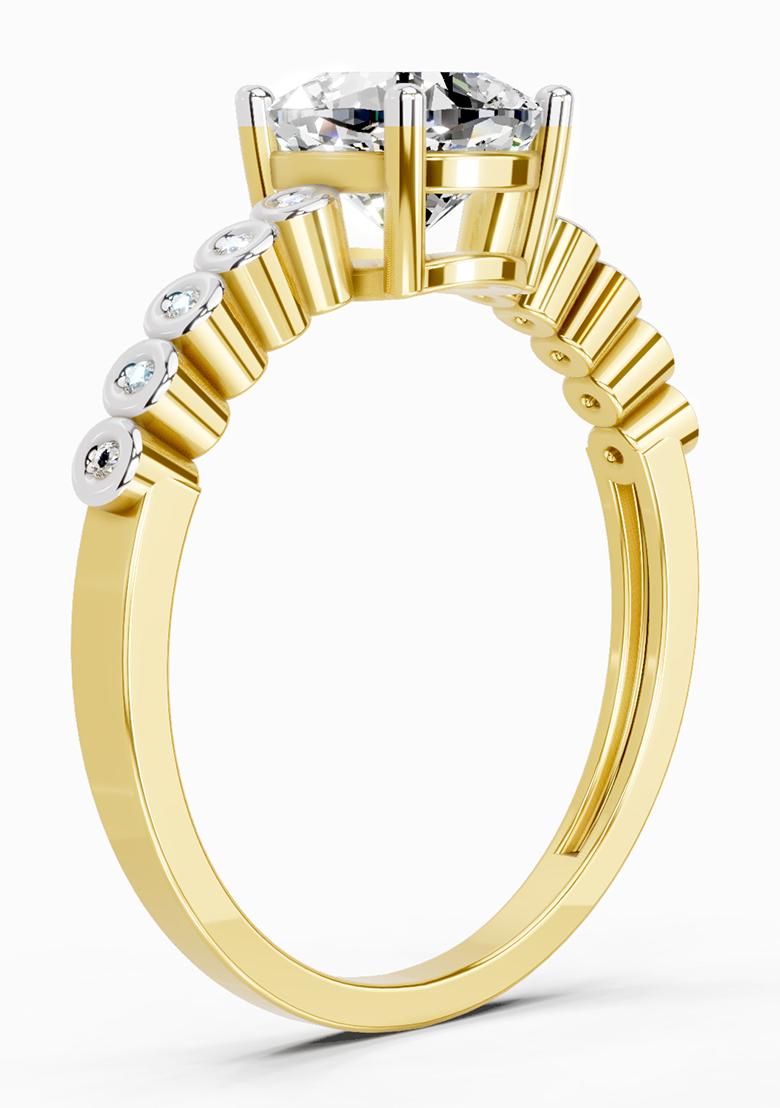 14Kt Yellow Gold Lab Grown Diamond 0.58 Carat Cushion Engagement Ring for Women