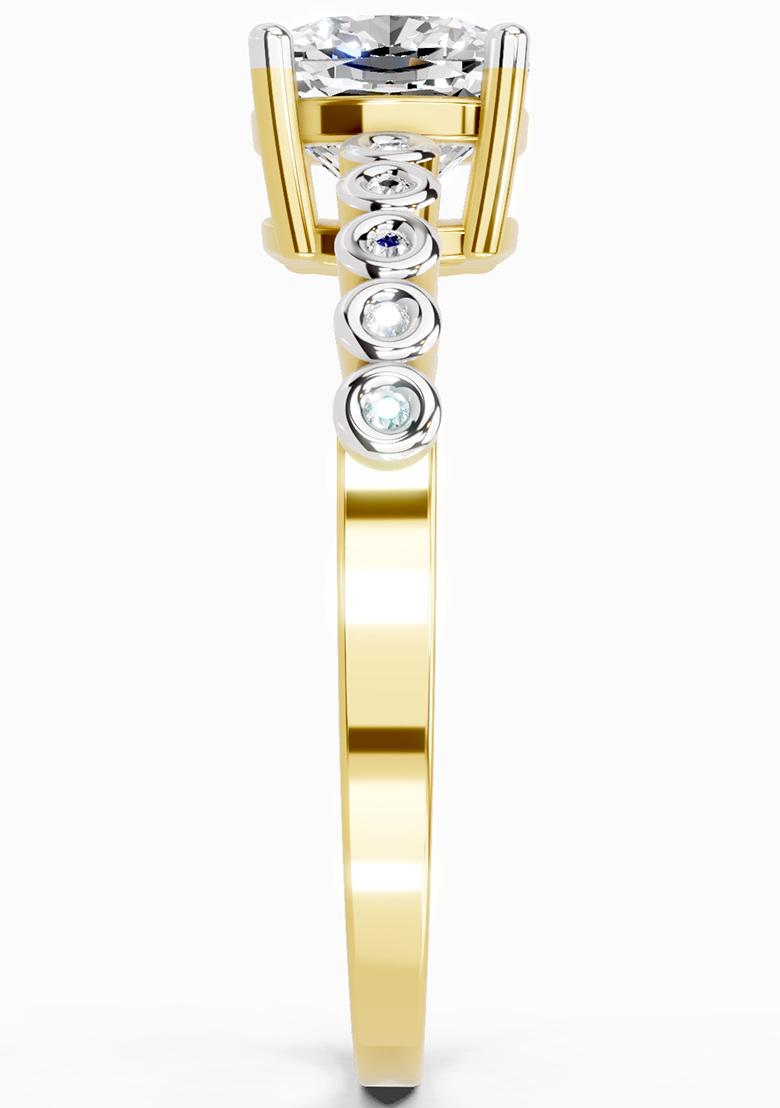 14Kt Yellow Gold Lab Grown Diamond 0.58 Carat Cushion Engagement Ring for Women