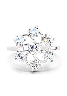 14Kt White Gold Lab Grown Diamond 0.86 Carat Round Swirl Cluster Ring for Women