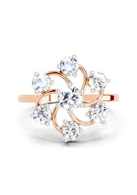 14Kt Rose Gold Lab Grown Diamond 0.86 Carat Round Swirl Cluster Ring for Women
