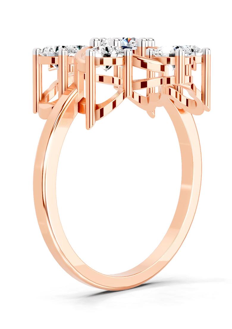 14Kt Rose Gold Lab Grown Diamond 0.86 Carat Round Swirl Cluster Ring for Women