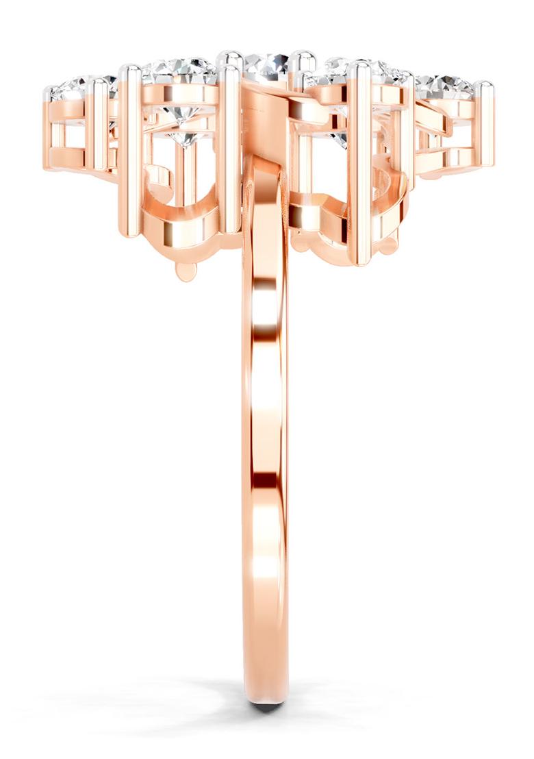 14Kt Rose Gold Lab Grown Diamond 0.86 Carat Round Swirl Cluster Ring for Women