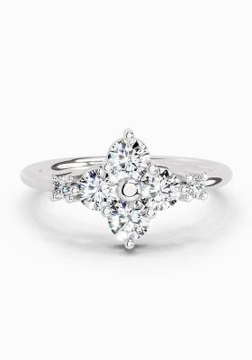 14Kt White Gold Lab Grown Diamond 0.71 Carat Cluster Ring for Women