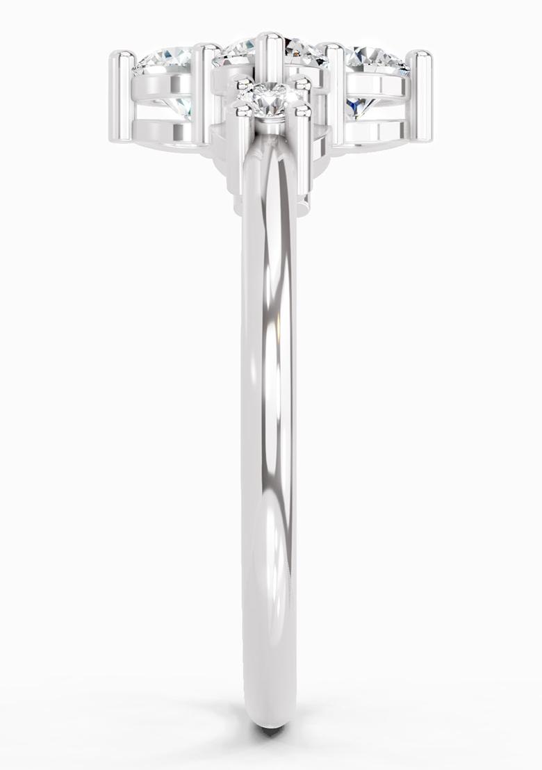 14Kt White Gold Lab Grown Diamond 0.71 Carat Cluster Ring for Women