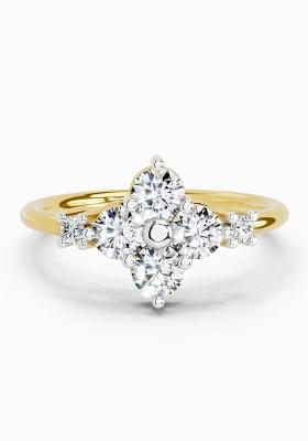 14Kt Yellow Gold Lab Grown Diamond 0.71 Carat Cluster Ring for Women