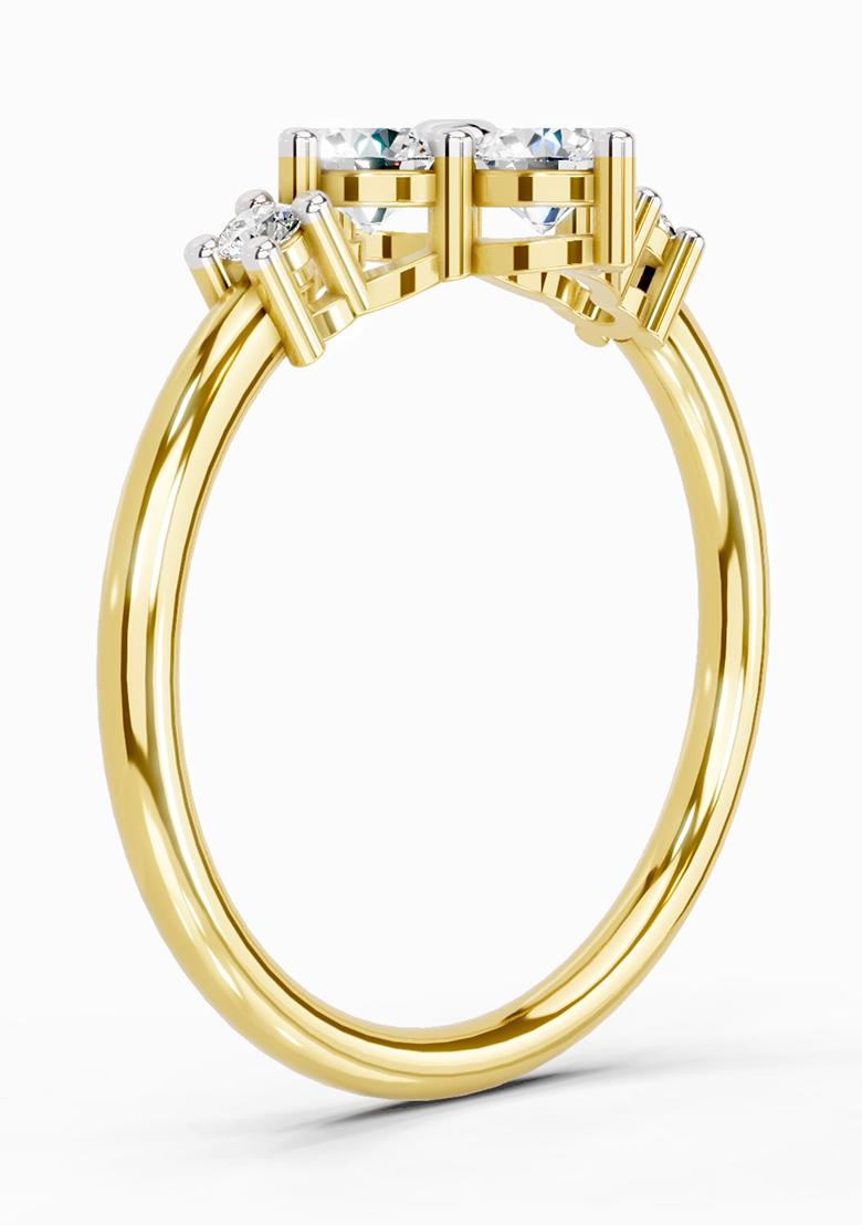 14Kt Yellow Gold Lab Grown Diamond 0.71 Carat Cluster Ring for Women