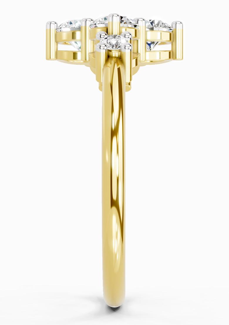 14Kt Yellow Gold Lab Grown Diamond 0.71 Carat Cluster Ring for Women