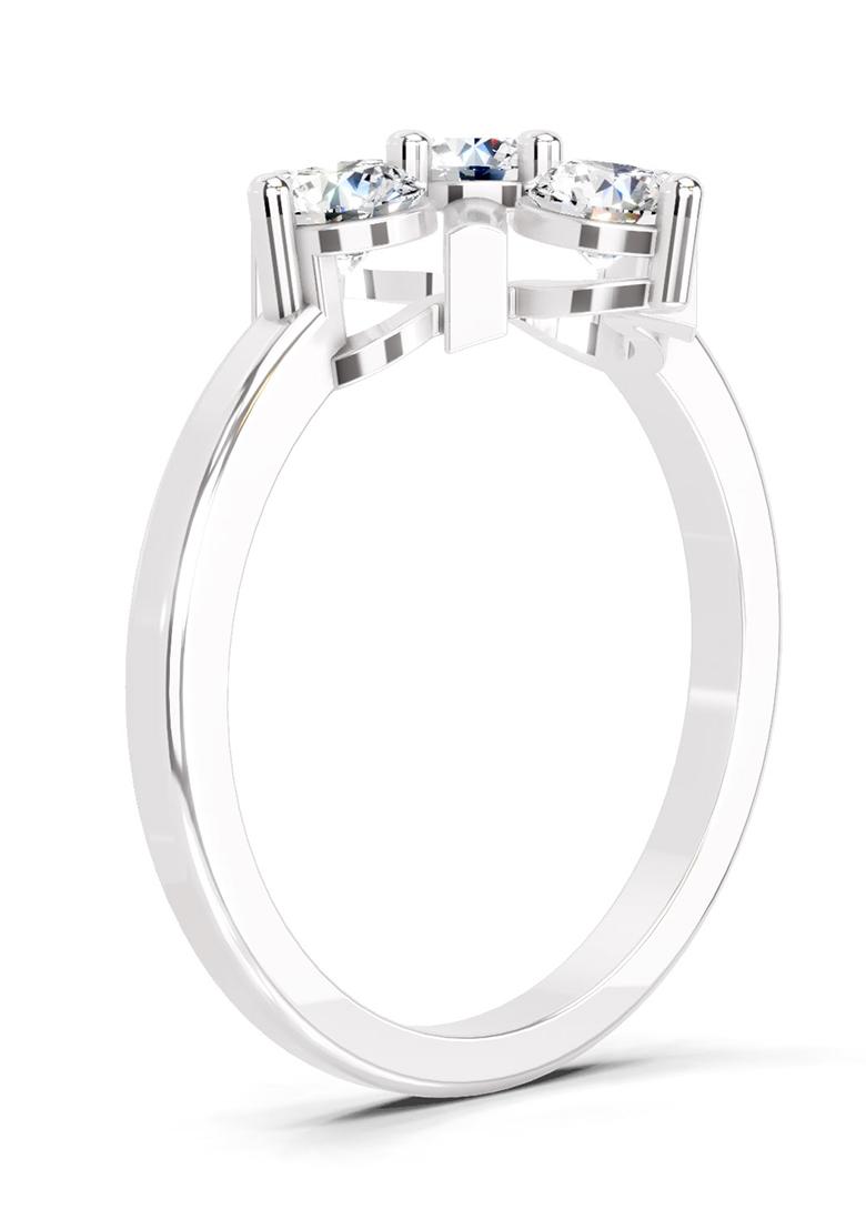 14Kt White Gold Lab Grown Diamond 0.80 Carat Round Shape Cluster Ring for Women