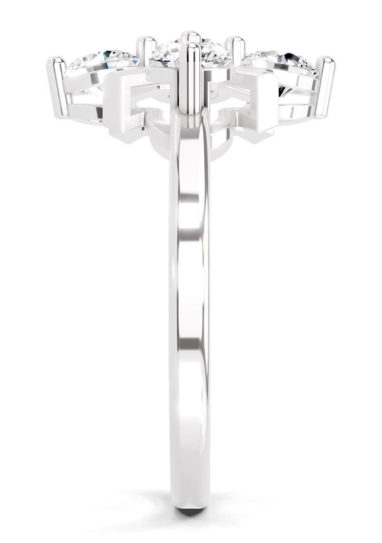 14Kt White Gold Lab Grown Diamond 0.80 Carat Round Shape Cluster Ring for Women