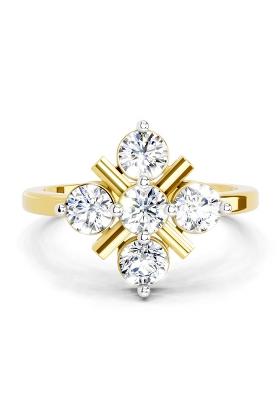 14Kt Yellow Gold Lab Grown Diamond 0.80 Carat Round Shape Cluster Ring for Women