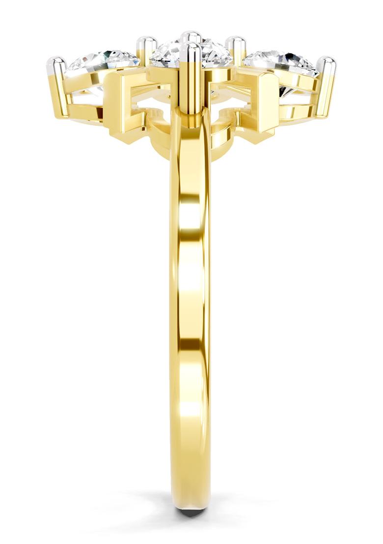 14Kt Yellow Gold Lab Grown Diamond 0.80 Carat Round Shape Cluster Ring for Women