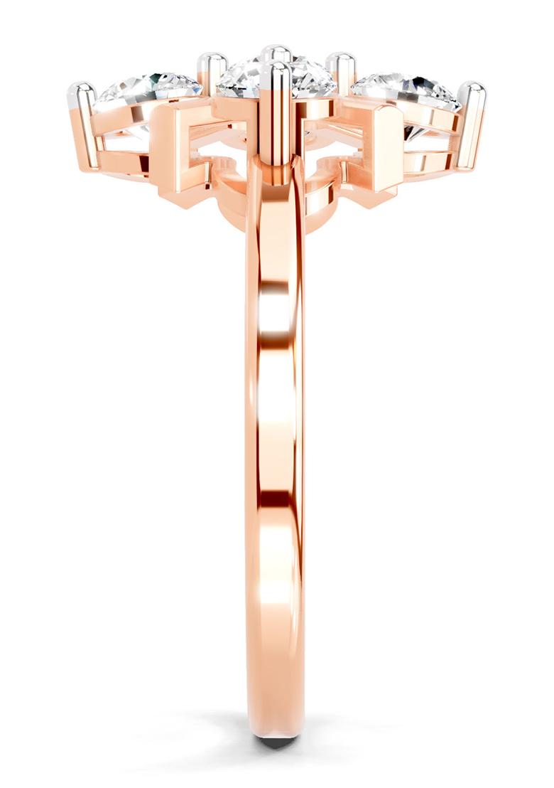 14Kt Rose Gold Lab Grown Diamond 0.80 Carat Round Shape Cluster Ring for Women