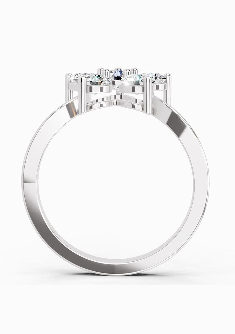 14Kt White Gold Lab Grown Diamond 0.81 Carat Round Shape Diamond Flower Ring for Women