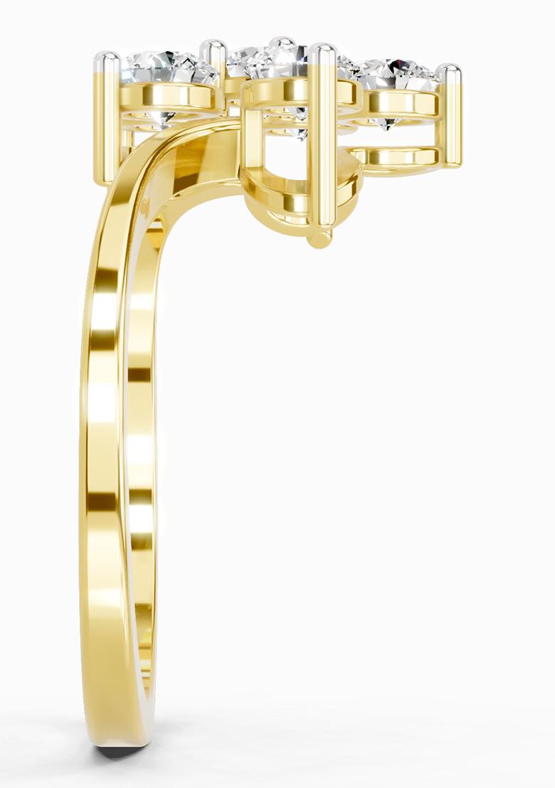 14Kt Yellow Gold Lab Grown Diamond 0.81 Carat Round Shape Diamond Flower Ring for Women