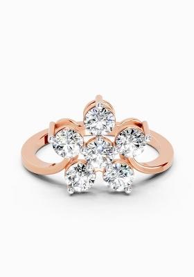 14Kt Rose Gold Lab Grown Diamond 0.81 Carat Round Shape Diamond Flower Ring for Women