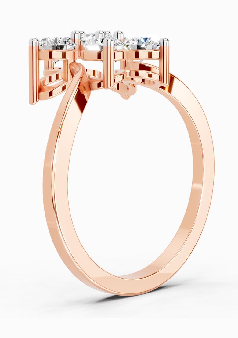 14Kt Rose Gold Lab Grown Diamond 0.81 Carat Round Shape Diamond Flower Ring for Women