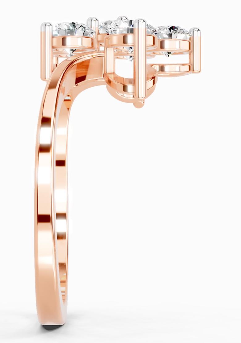 14Kt Rose Gold Lab Grown Diamond 0.81 Carat Round Shape Diamond Flower Ring for Women