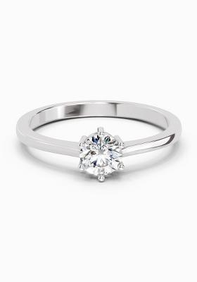 14Kt White Gold Lab Grown Diamond 0.5 Carat Round Solitaire Ring for Women
