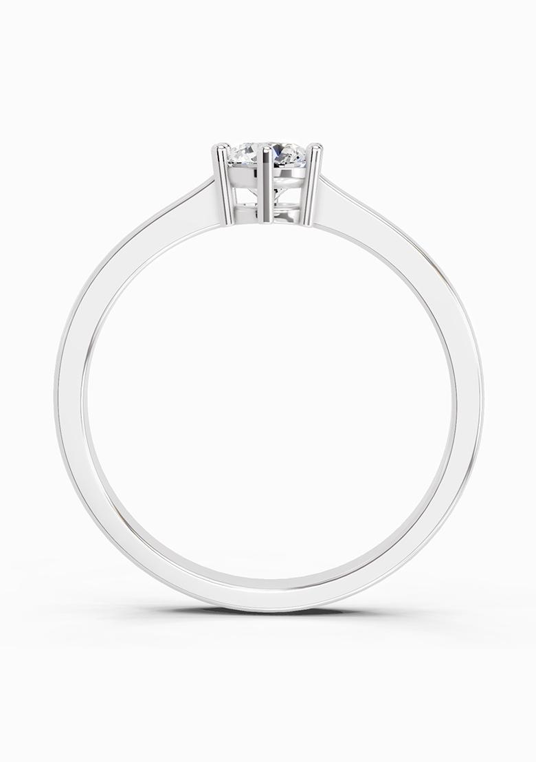 14Kt White Gold Lab Grown Diamond 0.5 Carat Round Solitaire Ring for Women