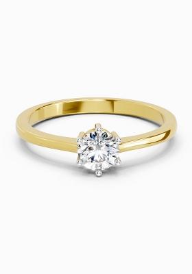14Kt Yellow Gold Lab Grown Diamond 0.5 Carat Round Solitaire Ring for Women