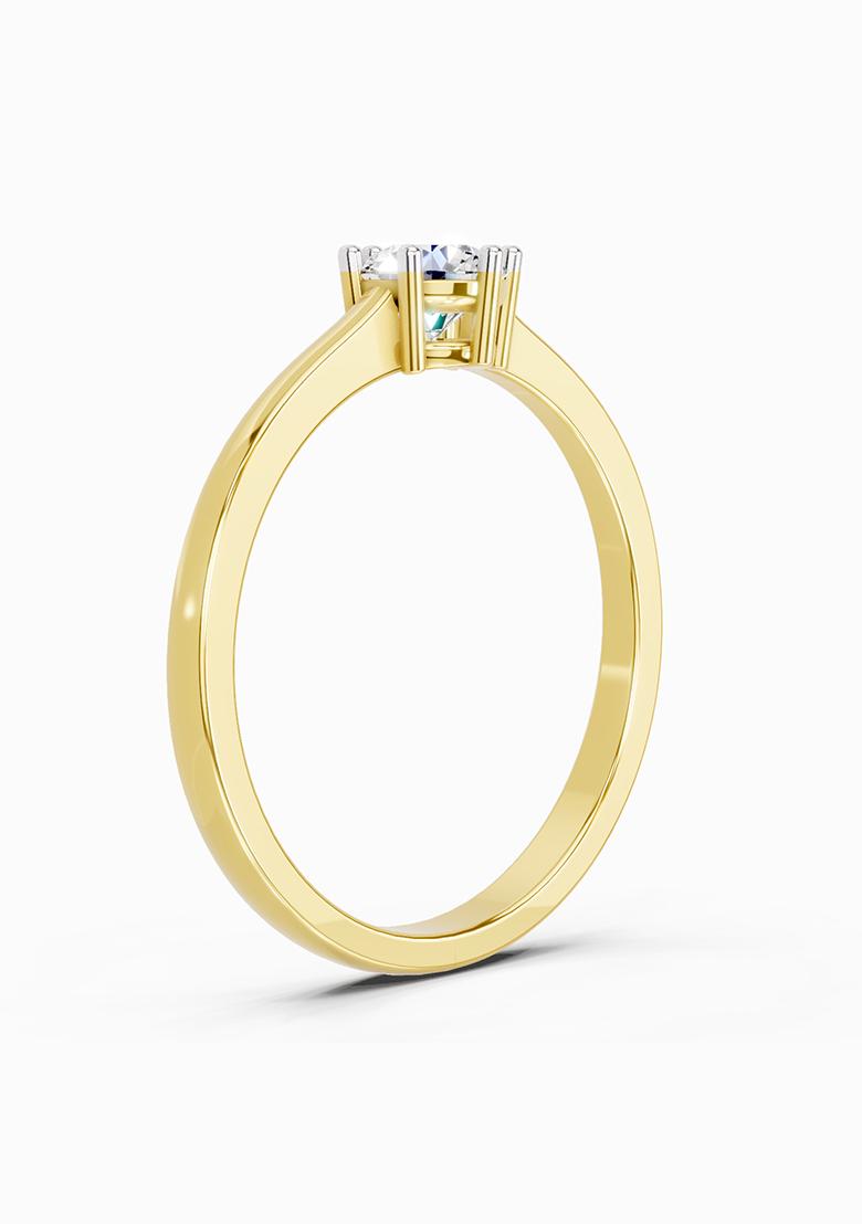 14Kt Yellow Gold Lab Grown Diamond 0.5 Carat Round Solitaire Ring for Women