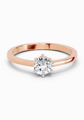 14Kt Rose Gold Lab Grown Diamond 0.5 Carat Round Solitaire Ring for Women