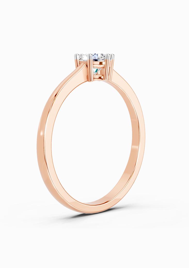 14Kt Rose Gold Lab Grown Diamond 0.5 Carat Round Solitaire Ring for Women
