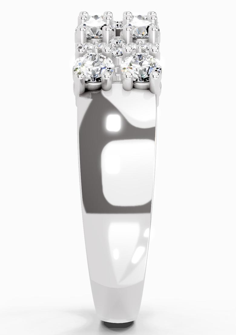 14Kt White Gold Lab Grown Diamond 0.66 Carat Round Shape Diamond Cluster Ring for Women