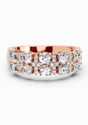 14Kt Rose Gold Lab Grown Diamond 0.66 Carat Round Shape Diamond Cluster Ring for Women