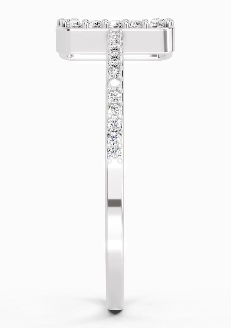 14Kt White Gold Lab Grown Diamond 0.42 Carat Baguette Shape Halo Diamond Ring for Women