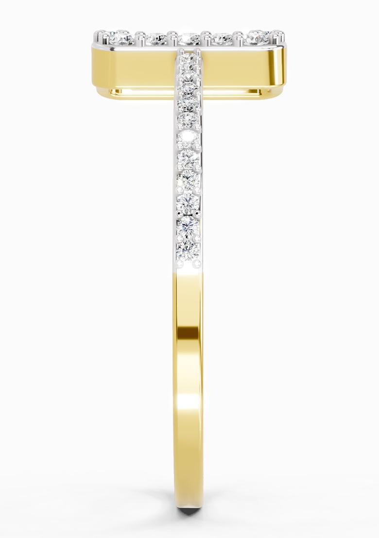 14Kt Yellow Gold Lab Grown Diamond 0.42 Carat Baguette Shape Halo Diamond Ring for Women