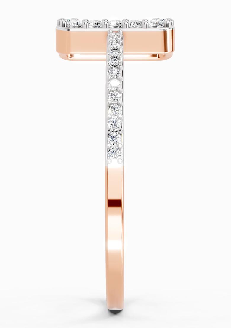 14Kt Rose Gold Lab Grown Diamond 0.42 Carat Baguette Shape Halo Diamond Ring for Women
