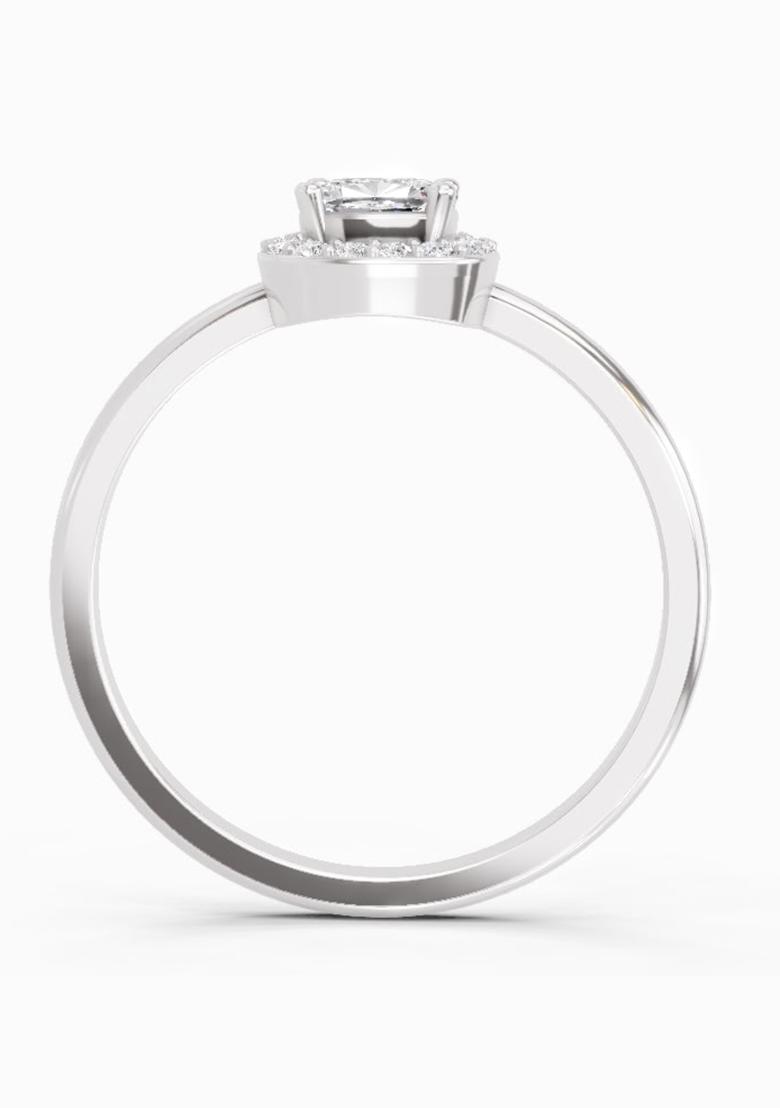 14Kt White Gold Lab Grown Diamond 0.66 Carat Cushion Shape Halo Engagement Diamond Ring for Women