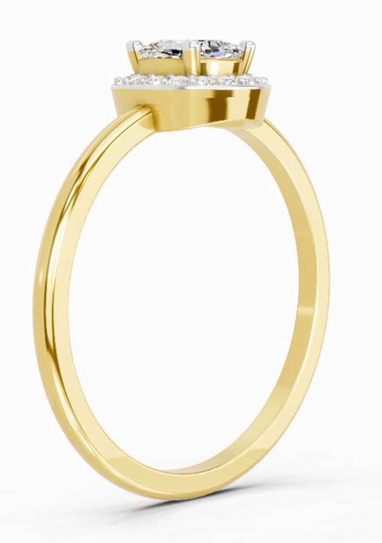 14Kt Yellow Gold Lab Grown Diamond 0.66 Carat Cushion Shape Halo Engagement Diamond Ring for Women