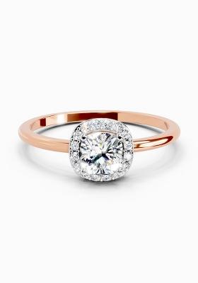 14Kt Rose Gold Lab Grown Diamond 0.66 Carat Cushion Shape Halo Engagement Diamond Ring for Women