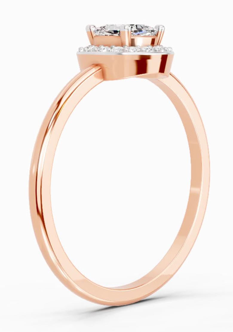14Kt Rose Gold Lab Grown Diamond 0.66 Carat Cushion Shape Halo Engagement Diamond Ring for Women
