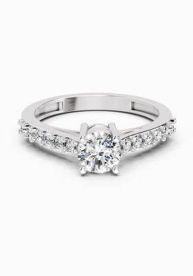 14Kt White Gold Lab Grown Diamond 0.75 Carat Round Shape Diamond Solitaire Ring for Women