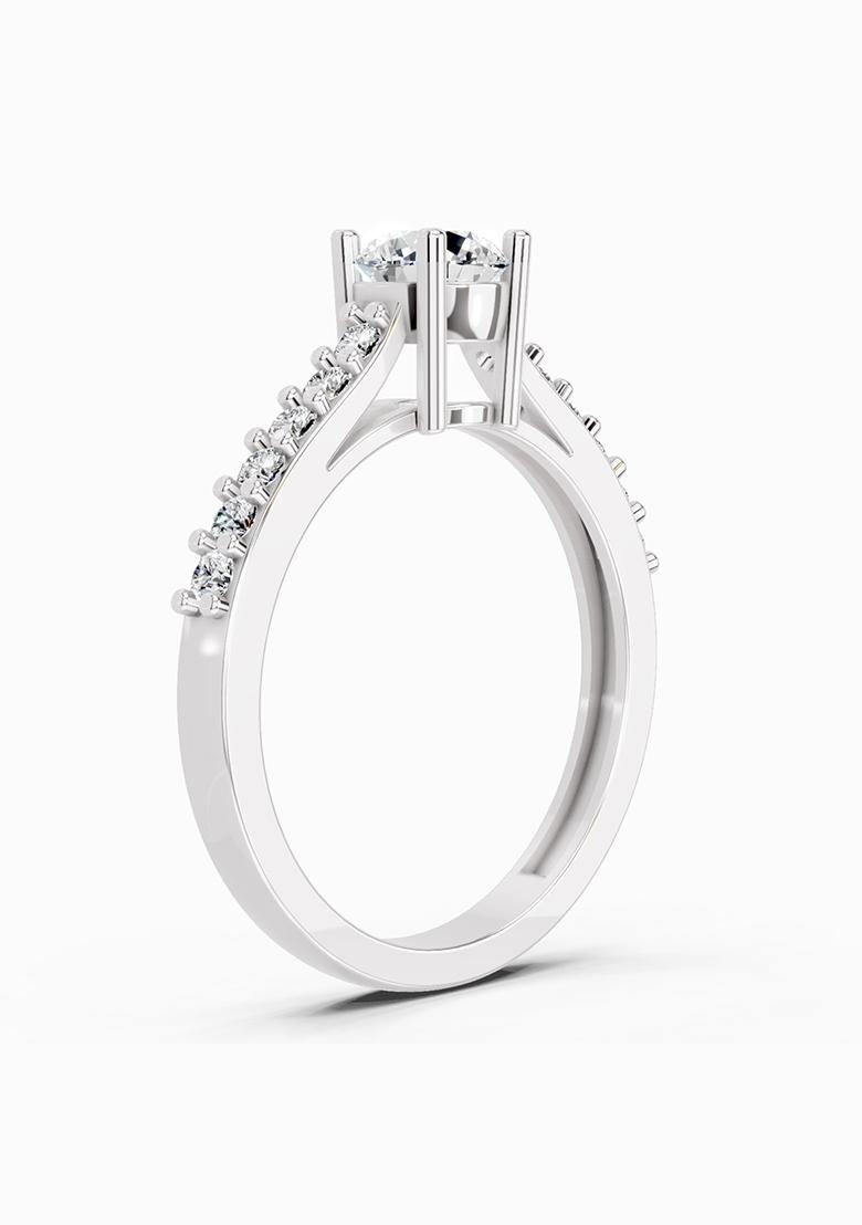 14Kt White Gold Lab Grown Diamond 0.75 Carat Round Shape Diamond Solitaire Ring for Women