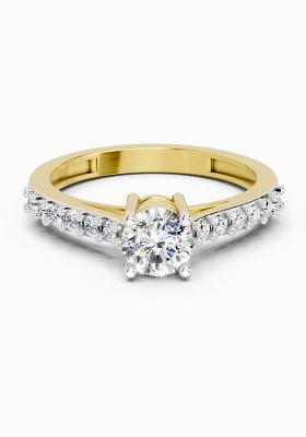 14Kt Yellow Gold Lab Grown Diamond 0.75 Carat Round Shape Diamond Solitaire Ring for Women