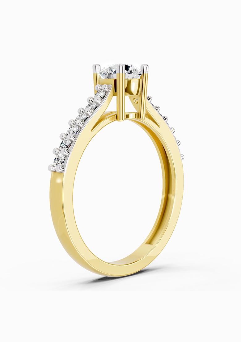14Kt Yellow Gold Lab Grown Diamond 0.75 Carat Round Shape Diamond Solitaire Ring for Women