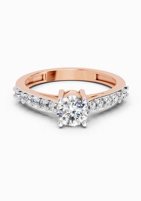 14Kt Rose Gold Lab Grown Diamond 0.75 Carat Round Shape Diamond Solitaire Ring for Women