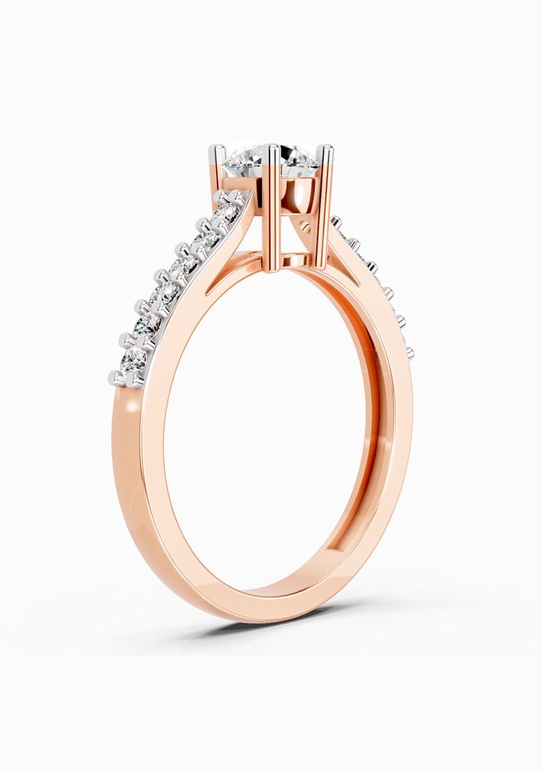 14Kt Rose Gold Lab Grown Diamond 0.75 Carat Round Shape Diamond Solitaire Ring for Women