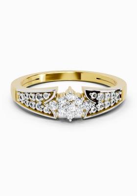 14Kt Yellow Gold Lab Grown Diamond 0.21 Carat Round Cluster Ring for Women